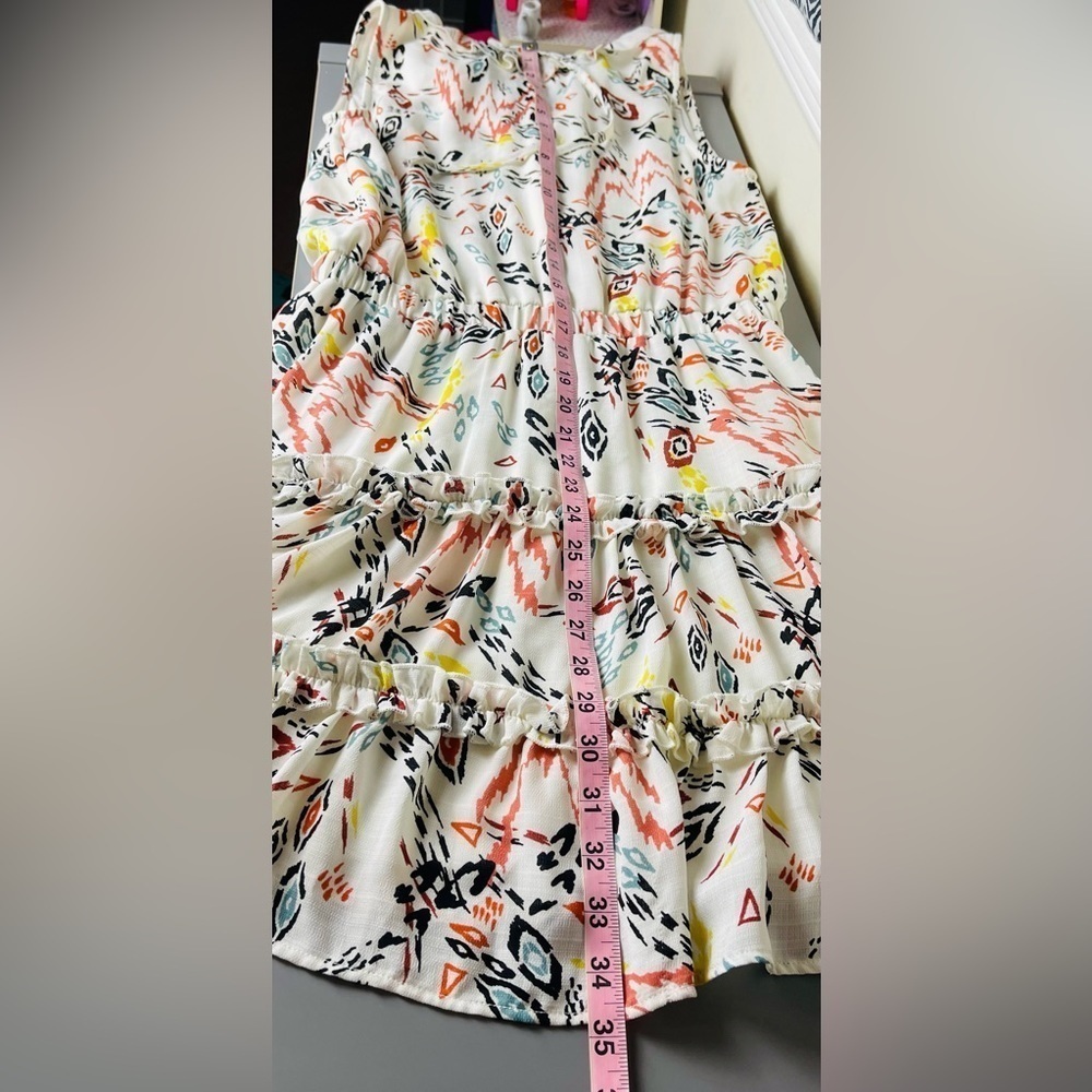 Hummingbird Womens Tiered Ruffle Dress Size S Tie Neck Western Bohemian - Picture 9 of 11